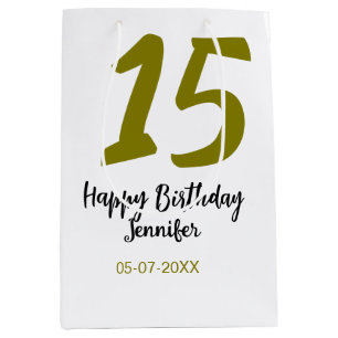 15e verjaardag Quiencenera Datum toevoegen Gouden  Medium Cadeauzakje
