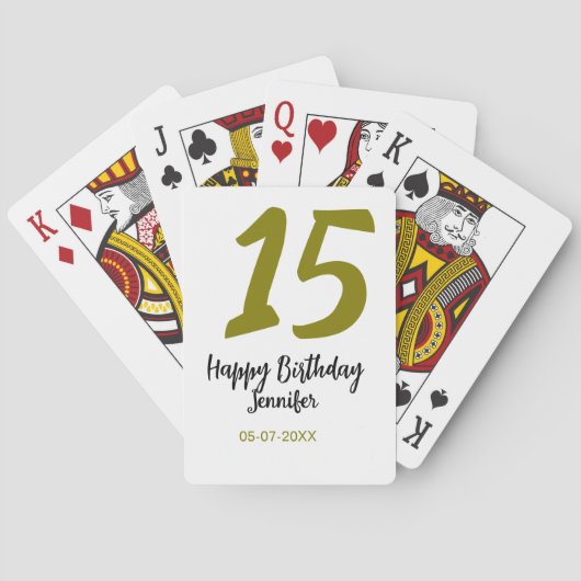 15e verjaardag Quiencenera Datum toevoegen Gouden  Pokerkaarten (Achterkant)