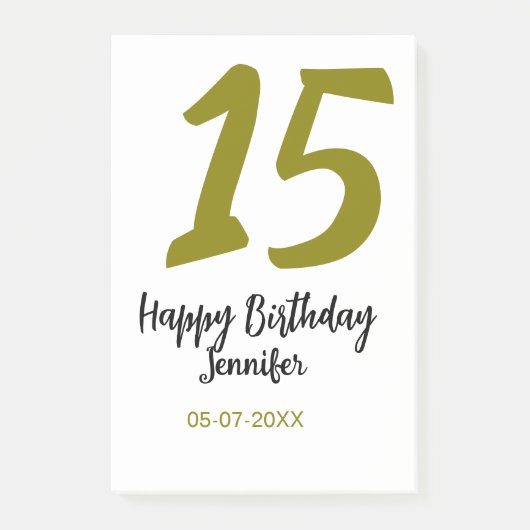 15e verjaardag Quiencenera Datum toevoegen Gouden Post-it® Notes (Voorkant)