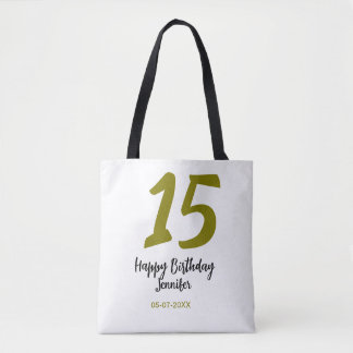 15e verjaardag Quiencenera Datum toevoegen Gouden  Tote Bag