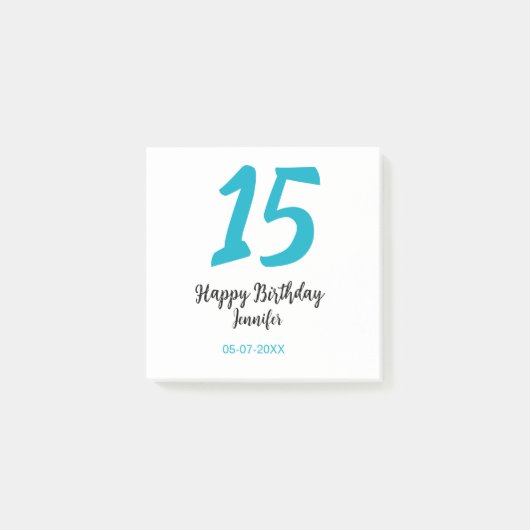15e verjaardag Quiencenera Datum toevoegen Jaar Bl Post-it® Notes (Voorkant)