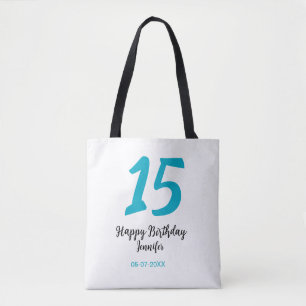 15e verjaardag Quiencenera Datum toevoegen Jaar Bl Tote Bag