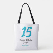 15e verjaardag Quiencenera Datum toevoegen Jaar Bl Tote Bag (Achterkant)