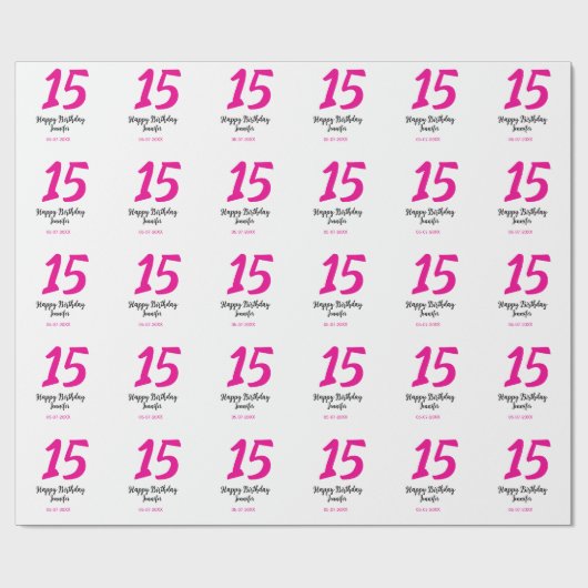 15e verjaardag Quiencenera Datum toevoegen Jaar ro Cadeaupapier (Vlak)