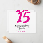 15e verjaardag Quiencenera Datum toevoegen Jaar ro Notitiekaartje (Voorkant / Achterkant in situ)