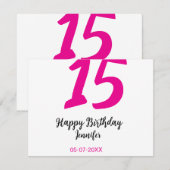 15e verjaardag Quiencenera Datum toevoegen Jaar ro Notitiekaartje (Voorkant / Achterkant)