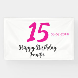 15e verjaardag Quiencenera Datum toevoegen Jaar ro Spandoek