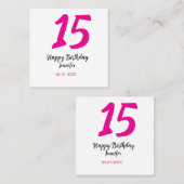 15e verjaardag Quiencenera Datum toevoegen Jaar ro Vierkante Visitekaartje (Voorkant / Achterkant)