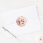 15e verjaardag quinceanera blush roos goud glitter ronde sticker (Envelop)