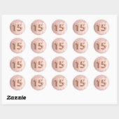 15e verjaardag quinceanera blush roos goud glitter ronde sticker (Vel)