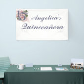 15e Verjaardag Quinceanera Chic Floral Waterverf B Spandoek (Beurs)