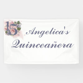 15e Verjaardag Quinceanera Chic Floral Waterverf B Spandoek