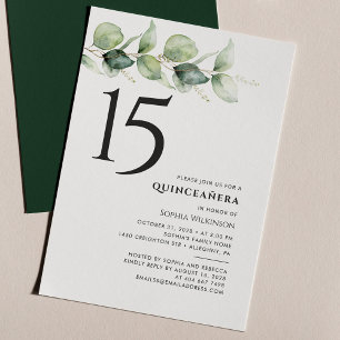 15e verjaardag Quinceanera Eucalyptus Foliage Kaart
