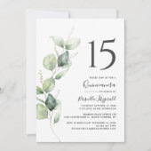 15e verjaardag Quinceanera Eucalyptus Foliage Kaart (Voorkant)