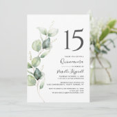 15e verjaardag Quinceanera Eucalyptus Foliage Kaart (Staand voorkant)