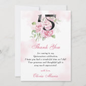 15e verjaardag Quinceanera Floral Dank u kaart (Voorkant)