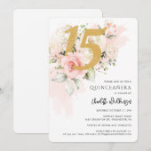 15e Verjaardag Quinceanera Floral Waterverf Kaart (Voorkant / Achterkant)