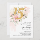 15e Verjaardag Quinceanera Floral Waterverf Kaart (Voorkant)