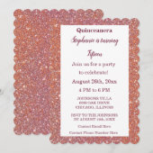 15e verjaardag Quinceanera Oranje Roze Rose Glitte Kaart (Voorkant / Achterkant)