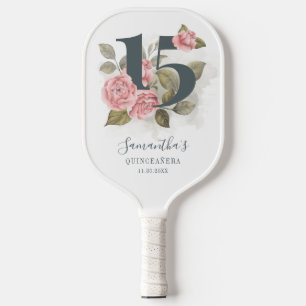 15e verjaardag Quinceanera Pink Floral Pickleball Paddle