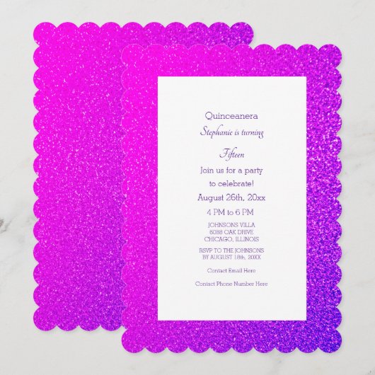 15e verjaardag Quinceanera Roze Magenta Paarse Coo Kaart (Voorkant / Achterkant)