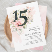 15e verjaardag Quinceanera Rustieke bloemige water