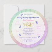 15e verjaardag Rainbow Butterflies Uitnodiging (Achterkant)