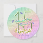 15e verjaardag Rainbow Butterflies Uitnodiging (Voorkant)