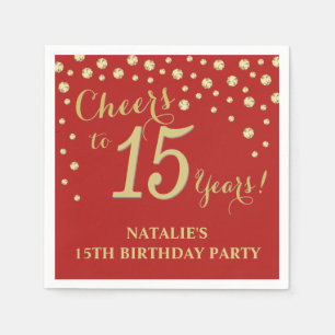 15e verjaardag Red en Gold Diamond Napkins Servet