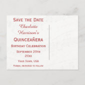  15e Verjaardag Red Rose Lijst Muziekblad Aankondigingskaart (Achterkant)