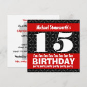 15e verjaardag Red White W10A van de Zwarte Partij Kaart (Voorkant / Achterkant)