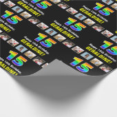 15e verjaardag: Regenboog "15"; Aangepaste foto's  Cadeaupapier (Hoek)