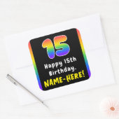 15e verjaardag: Regenboogspectrum # 15, Aangepaste Vierkante Sticker (Envelop)