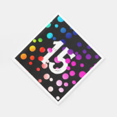 15e verjaardag RegenboogStippen op zwart Servet (Hoek)