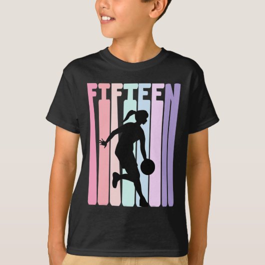 15e verjaardag Retro Basketball Player 15 jaar T-shirt (Voorkant)