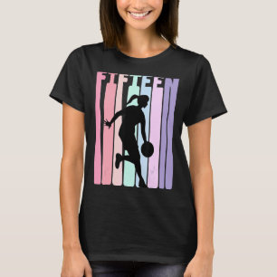 15e verjaardag Retro Basketball Player 15 jaar T-shirt