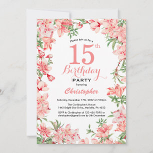 15e verjaardag Roze Boho botanische bloemen Kaart