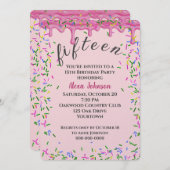 15e verjaardag roze ijsjes en strooisel kaart (Voorkant / Achterkant)