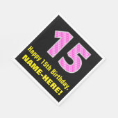 15e verjaardag: Roze strepen en hart "15" + naam Servet (Hoek)