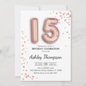 15e verjaardag - Rozen gouden ballonnen Kaart (Voorkant)