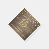 15e verjaardag Rustic Wood en Gold Diamond Servet (Hoek)
