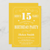 15e verjaardag uitnodiging Geel en wit (Voorkant / Achterkant)