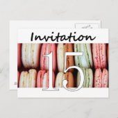 15e verjaardag uitnodiging macaron (Voorkant / Achterkant)
