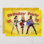 15e verjaardag uitnodiging met een meisje band (Voorkant / Achterkant)