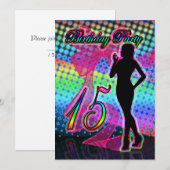 15e verjaardag uitnodiging van de partij , neon me (Voorkant / Achterkant)