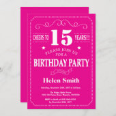 15e verjaardag Uitnodiging warm roze en wit (Voorkant / Achterkant)