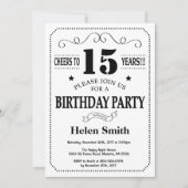 15e verjaardag Uitnodiging zwart-wit (Voorkant)
