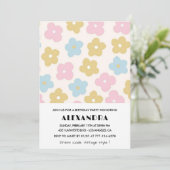 15e verjaardag uitnodigingen Retro Blauw Roze Bloe (Staand voorkant)