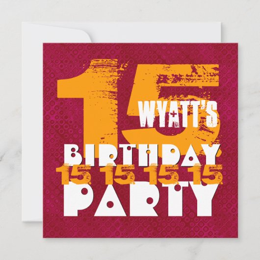 15e verjaardag van de 15e verjaardag van de 15e ja kaart (Voorkant)