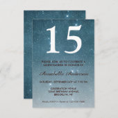 15e verjaardag van de Blauwe Midnight Sky Stars Qu Kaart (Voorkant / Achterkant)